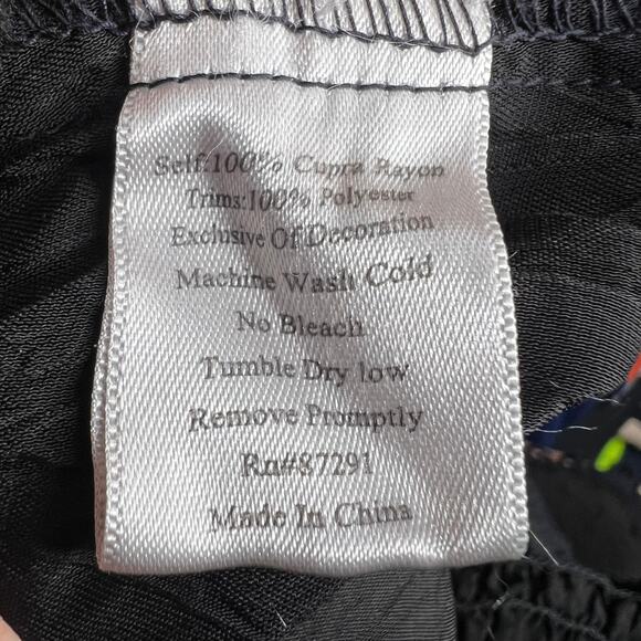 JohnnyWas Women's Sheer Blouse Black Lace Ruffle Neckline Button Down Size Small - Picture 16 of 16